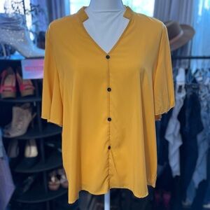 SHEIN Mustard Button-Up Blouse